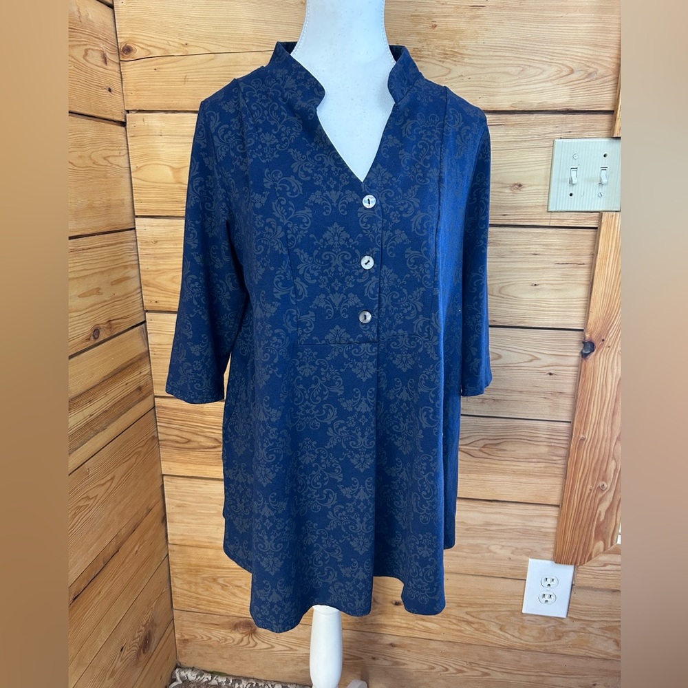 Blue Sky‎ Navy Tunic with Elegant Pattern
